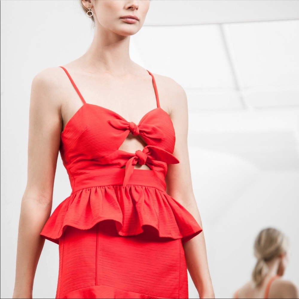 J.O.A. Front Tie Cami Red Bow Small